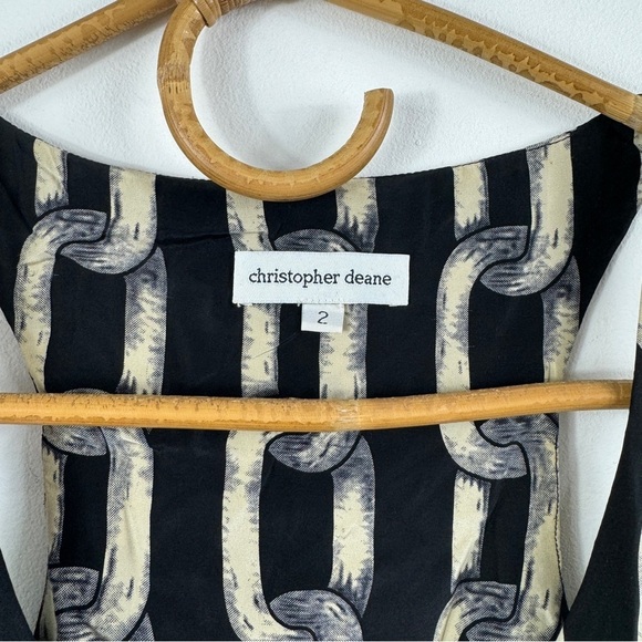 Christopher Deane 100% silk chain link print sleeveless tank top Y2K - Picture 5 of 9